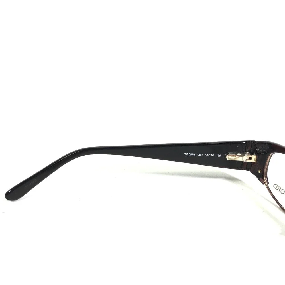 Tom Ford Eyeglasses Frames TF5076 U60 Brown Gold Cat Eye Full Rim 51-16-135